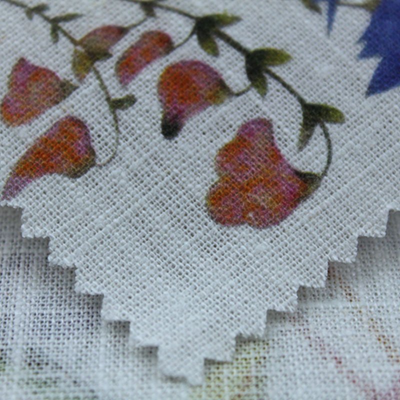 Customized High Quality Pure Hemp Printed Floral Pattern Fabric 100%Linen Printed Fabric for Bedding or Home Textile Upholstery