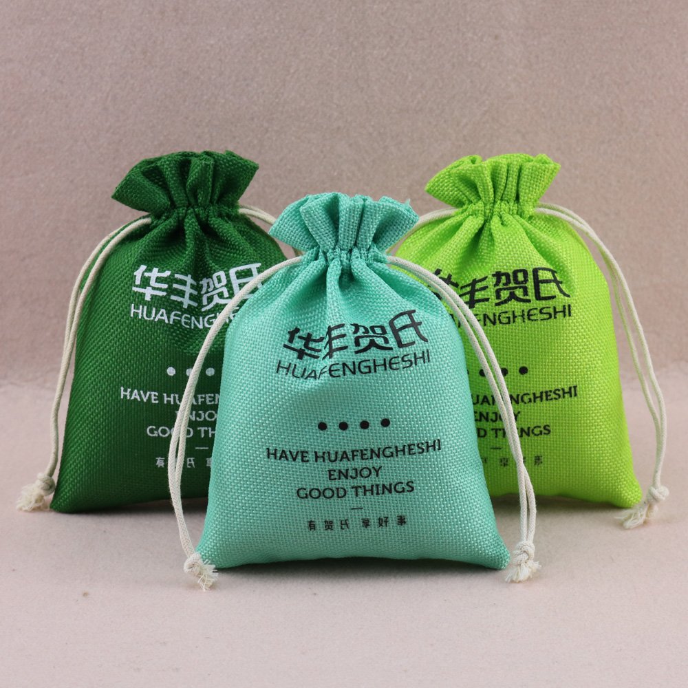 Wholesale recycled small drawstring linen bag with logo for gift packaging jute bag drawstring for jewelry & display