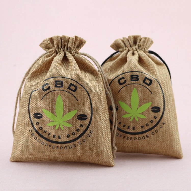 Wholesale recycled small drawstring linen bag with logo for gift packaging jute bag drawstring for jewelry & display