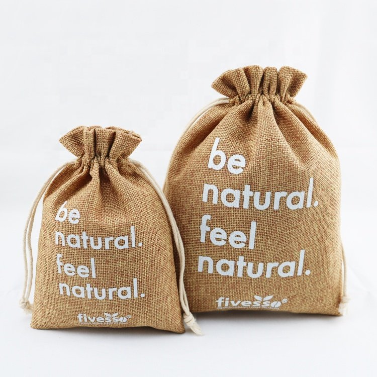 Wholesale recycled small drawstring linen bag with logo for gift packaging jute bag drawstring for jewelry & display