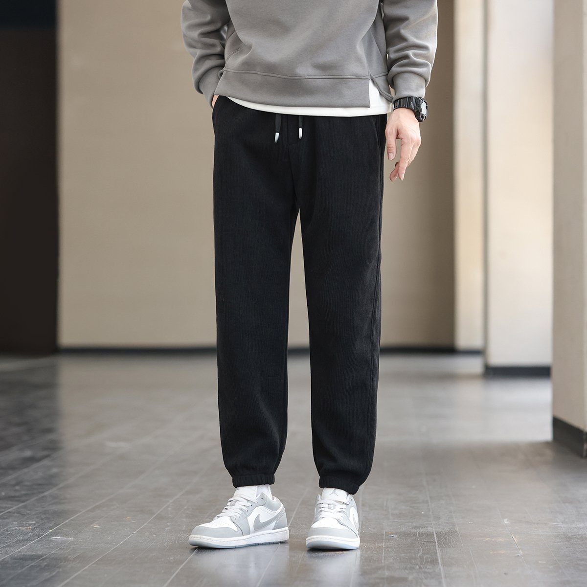 Men's Casual Fitness Pants Thick Warm Spandex Woven Fabric Drawstring Closure Stylish Printed Comfortable Outdoor Activities
