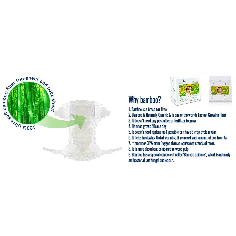 ECO BOOM 90 Count S size baby disposable eco friendly nappies organic biodegradable diapers