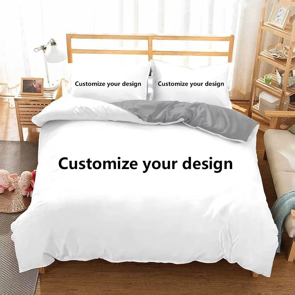 Custom King Queen Duvet Cover Luxury 3D Personalized Customization Print Bedding Set 2_3Pcs Quilt Cover Pink Blue Coffee Color