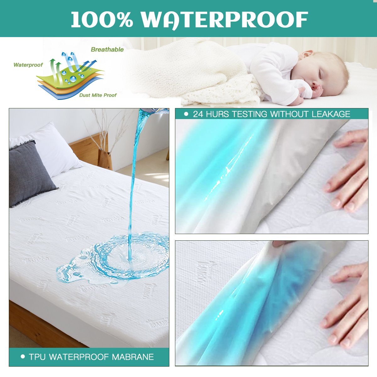 Wholesale Fitted Bamboo Fiber Waterproof Bed Cover Anti Mite Anti Bed Bug