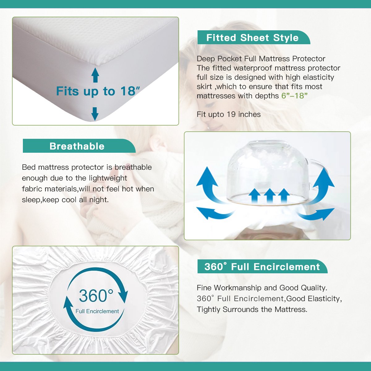Wholesale Fitted Bamboo Fiber Waterproof Bed Cover Anti Mite Anti Bed Bug