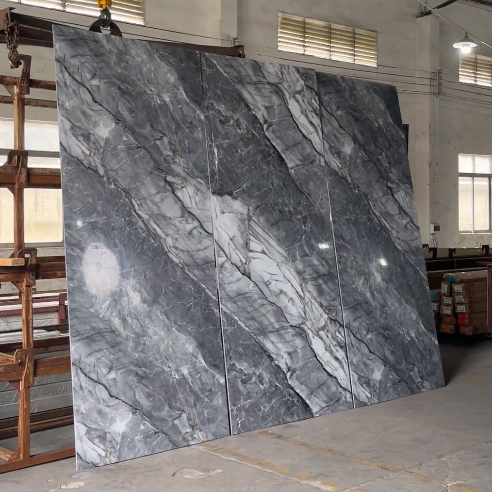 1200 Width 5/8/9mm Marble Look Natural Bamboo Fiber Carbon Rock Plate Wall Board Painting Veneer Seamless Sheet