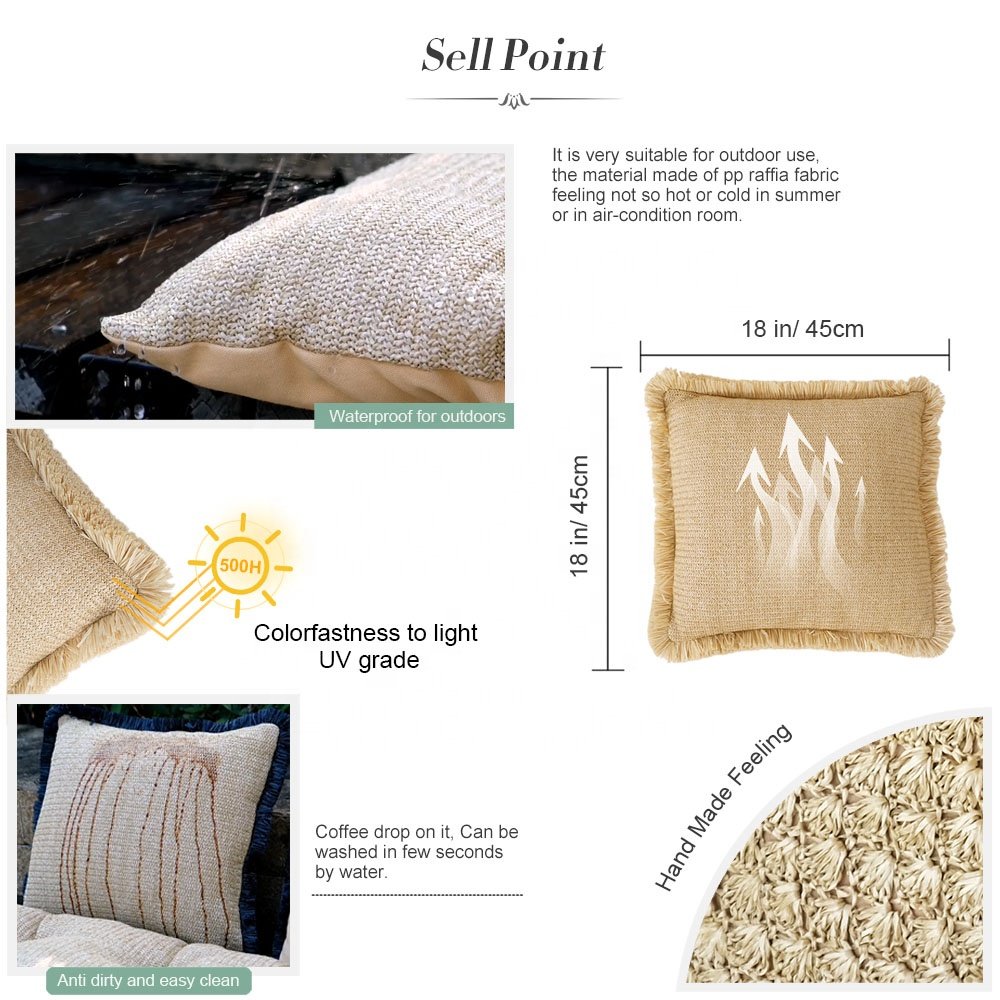 Factory Wholesale 1000 Hours Colorfastness To Light Waterproof Cushion Outdoor Bench Patio Linen style simple Cushion Pillow