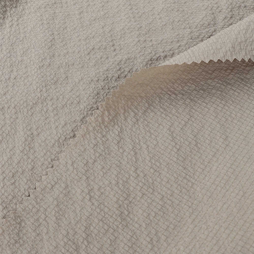 Recyclable 100% Polyester T400 Bubble Jacquard Plain Windproof Waterproof Woven Fabric Mechanical Elasticity Factory