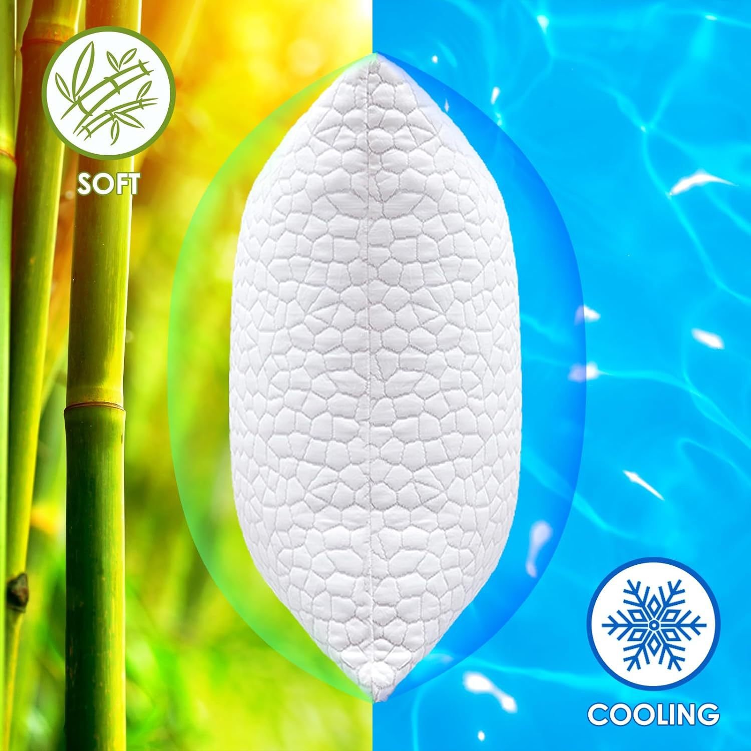 Waterproofing one side ice fabric one side bamboo fabric filling shredded memory foam bamboo cooling bed pillow