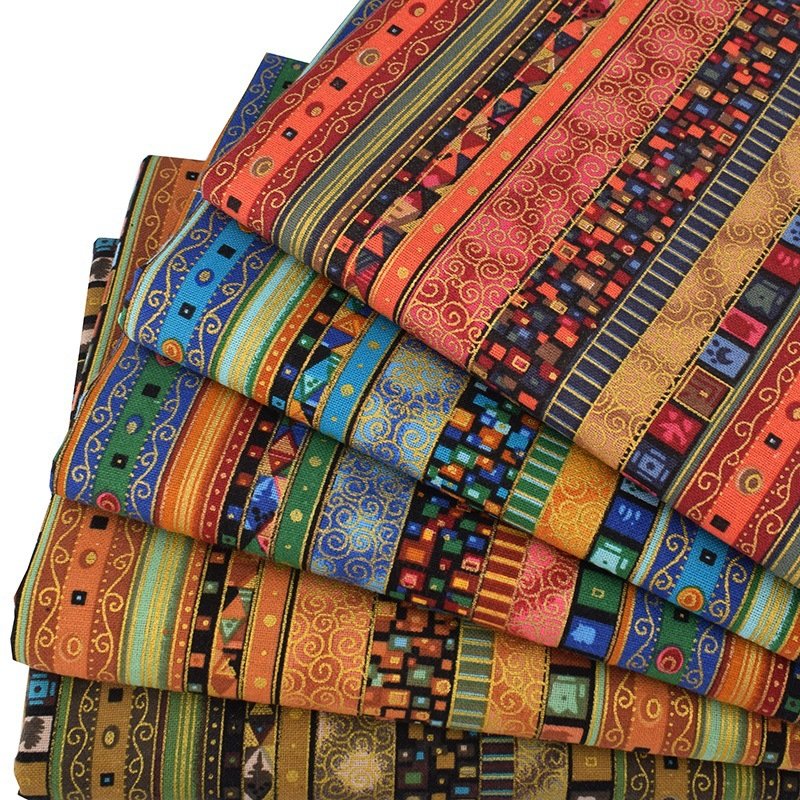 Fanni 5pcs Boho Style Cotton Fabric Bundles Pre-Cut Quilt Squares Fabric Scraps for Sewing Quilting Patchwork DIY