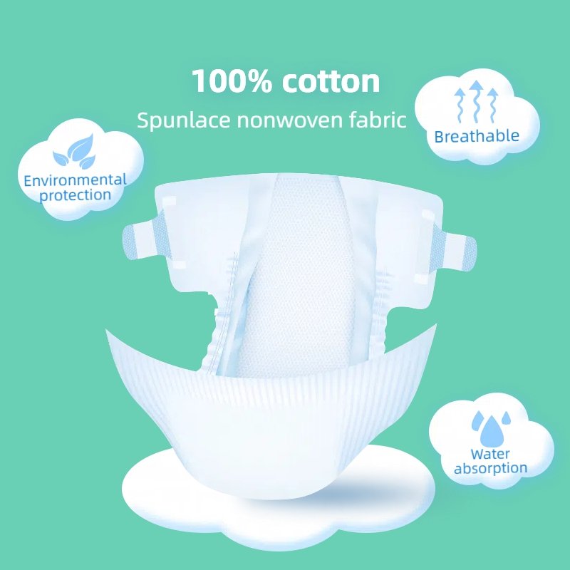 100% cotton disposable diaper surface layer, biodegradable cotton contact surface layer, super soft and comfortable