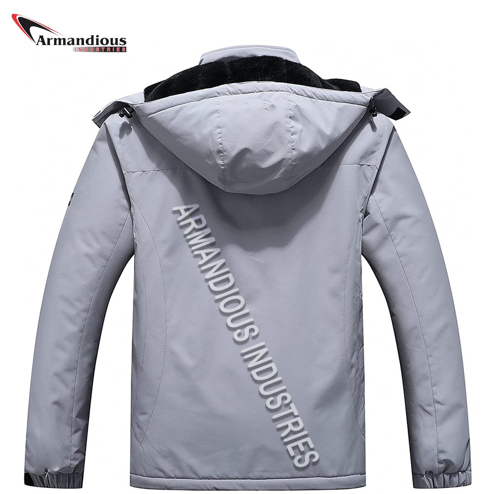Men's Casual Winter Wind-Proof Jacket with Regular Sleeves Stand Collar Zipper Closure Warm Thick Canvas Fabric