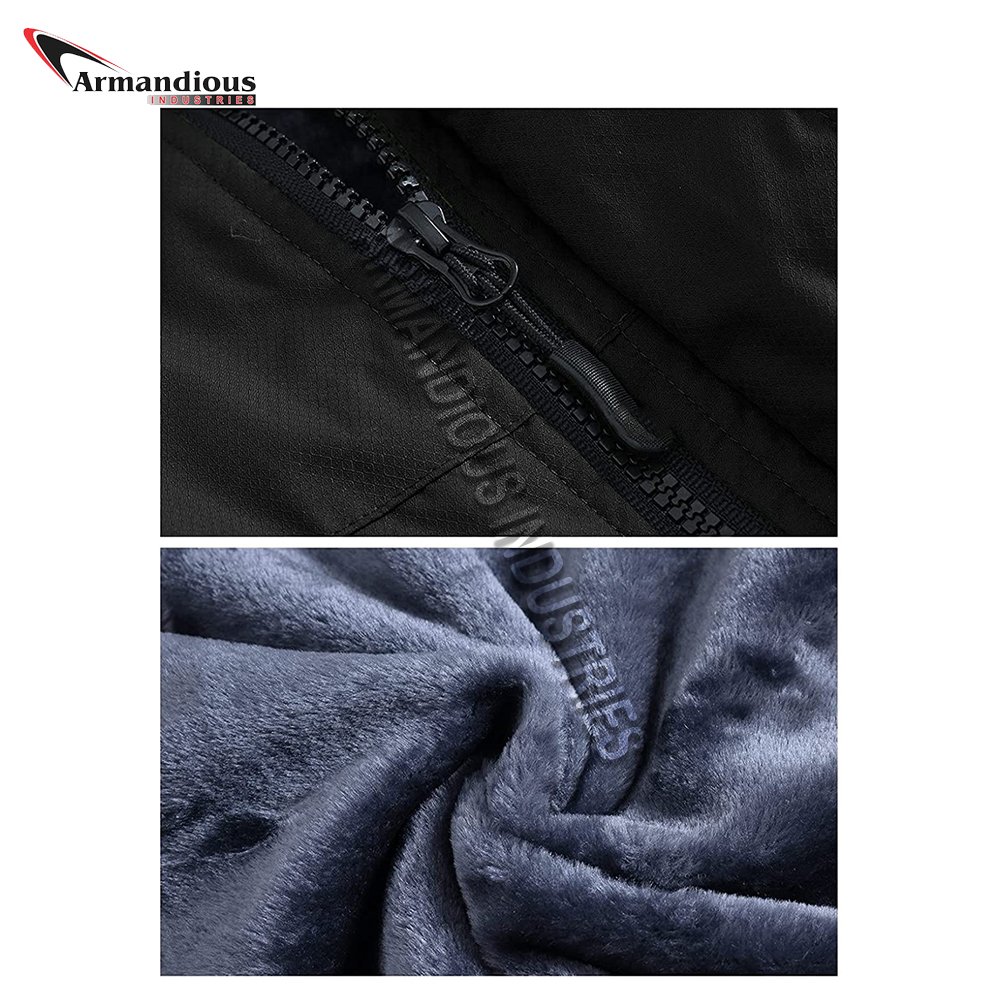 Men's Casual Winter Wind-Proof Jacket with Regular Sleeves Stand Collar Zipper Closure Warm Thick Canvas Fabric