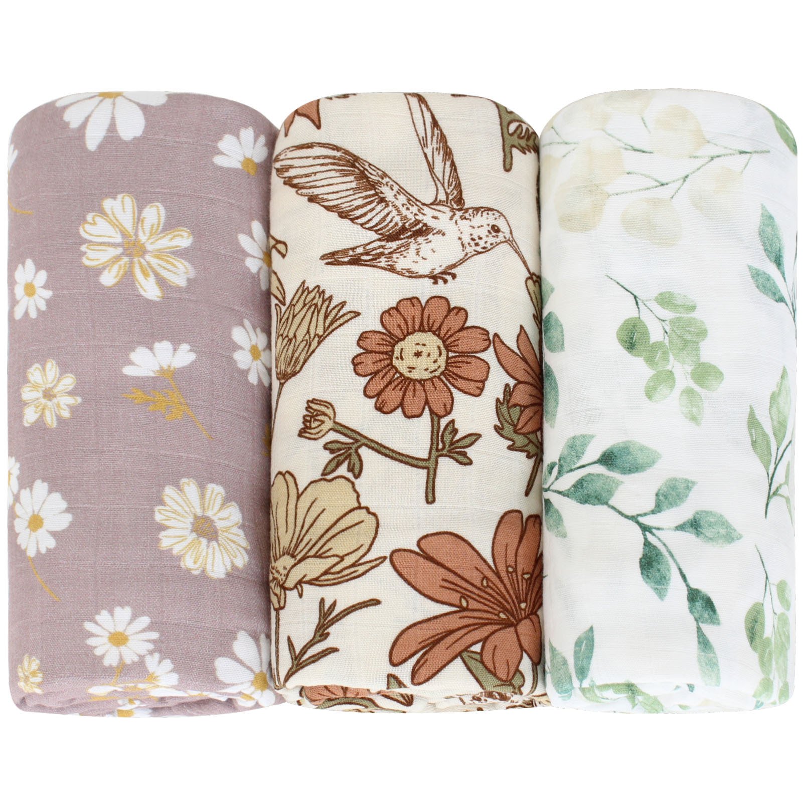 Soft Absorbent Bamboo Cotton Muslin with swaddle wraps Gauze Towel Baby Cloths Earthy Color Collection Lightweight Breathable
