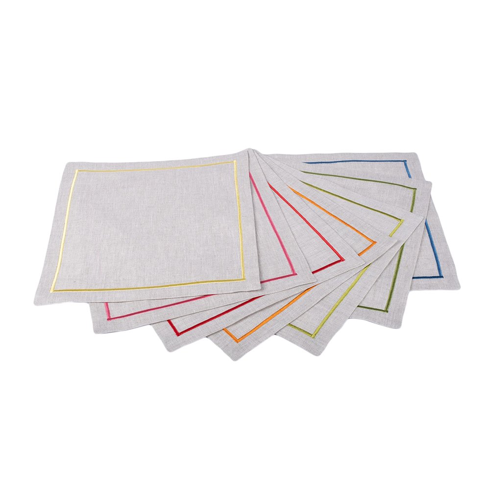Embroidered edge Wrapped French Luxury Flax pure Linen napkins for wedding Cotton Linen napkin fabric placemat table cloth