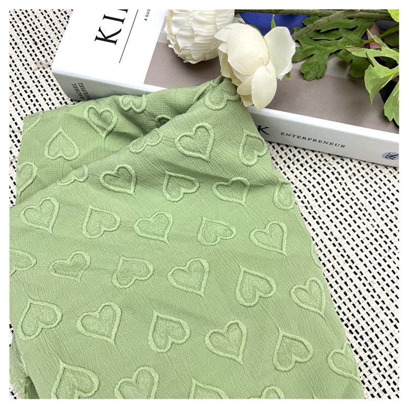 Fabric Chiffon Polyester Cheongsam Hanfu Woven Fabric Four-way Stretch Heart Jacquard Customized 100% Polyester Embossed 100gsm