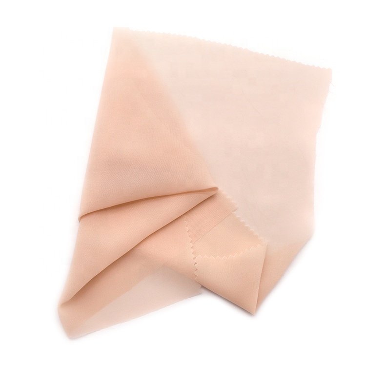Beige 100% polyester pure chiffon fabric