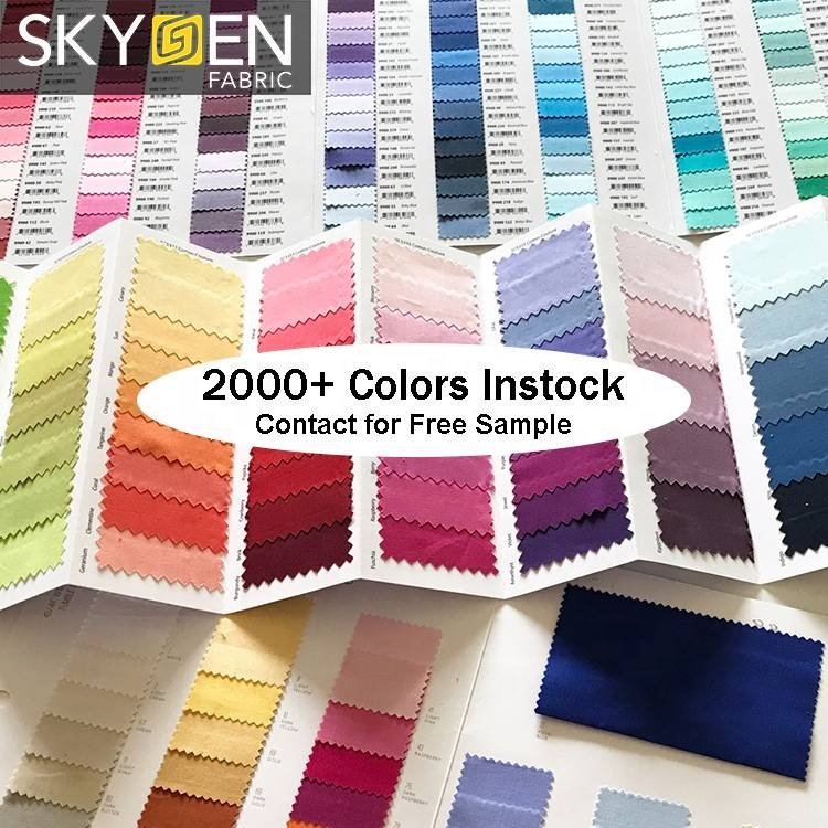 Satin twill jacquard taffeta 4 way stretch woven Polyester fabric dress clothing roll elastane spandex 100% polyester fabric