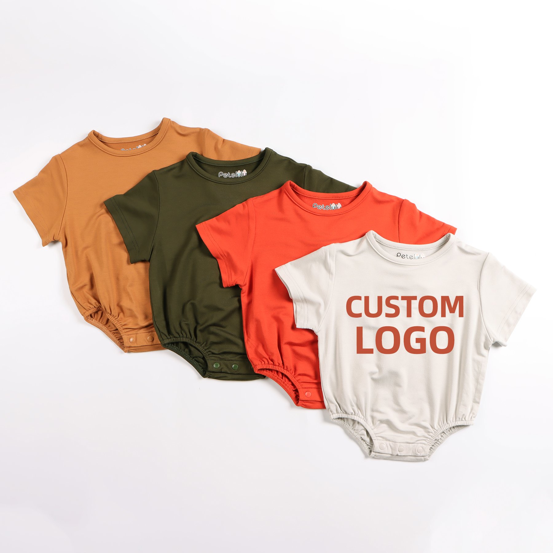 Brand Customization Baby Rompers Summer Short Sleeve Bamboo Oversized Bubble Baby Romper Customized Logo Casual Unisex Knitted