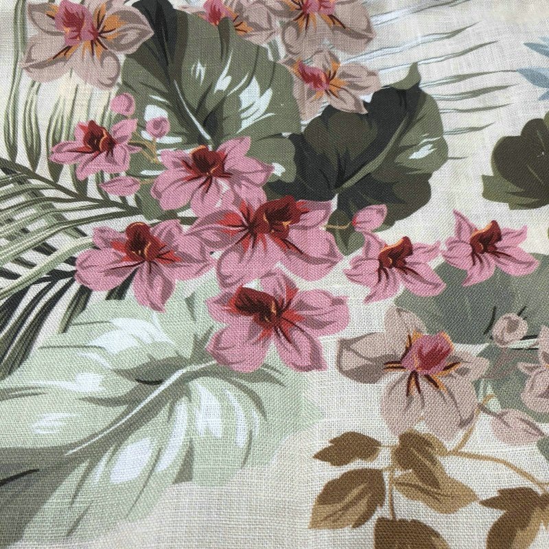 Fabric Custom Digital Printing 14S 150GSM 100% Linen Linen Fabric for Shirt Opp Bag Poplin Fabric Woven Plain Digital Printed