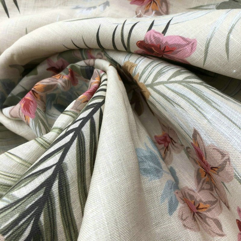 Fabric Custom Digital Printing 14S 150GSM 100% Linen Linen Fabric for Shirt Opp Bag Poplin Fabric Woven Plain Digital Printed