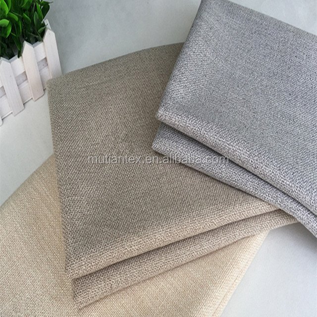 china supply flocking 100% polyester faux linen sofa fabric flocking polyester linen fabric for pillows