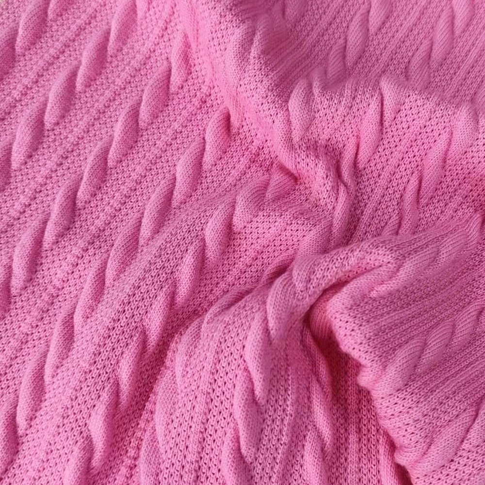 Hot sales Plain Dye Polyester spandex sweater stretch jacquard Knit Fabric
