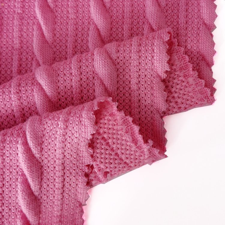 Hot sales Plain Dye Polyester spandex sweater stretch jacquard Knit Fabric