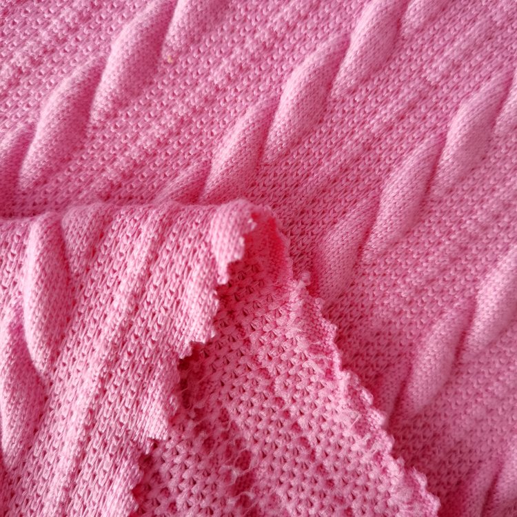 Hot sales Plain Dye Polyester spandex sweater stretch jacquard Knit Fabric