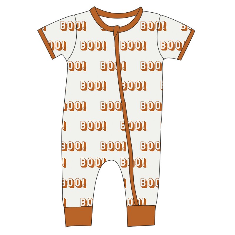 Fashion Toddler Baby Zip Up Jumpsuit Fall Halloween Pattern Kids Bamboo Baby Romper One Piece Bodysuit