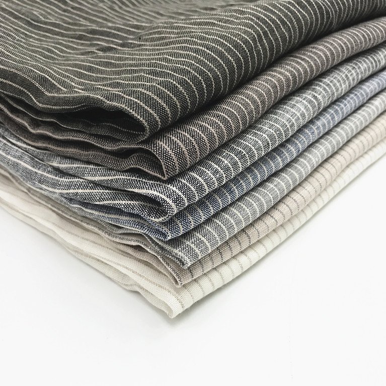 Wholesale Home Textile 100% Linen Fabric Striped Linen Fabric