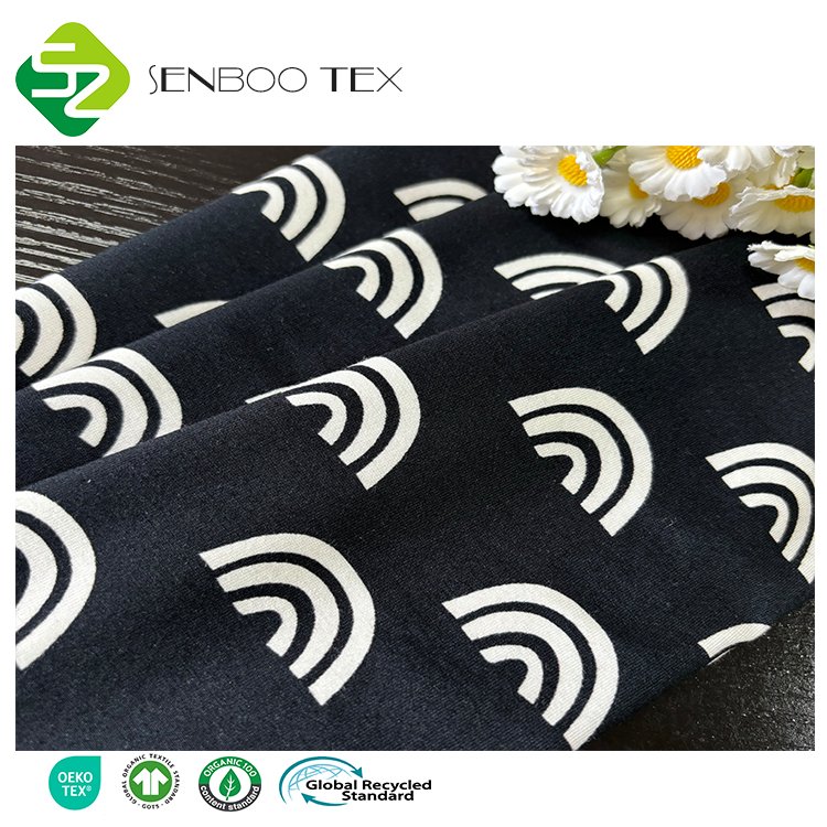 Eco-friendly 200gsm Knitted Print Fabric 95% Vicose Bamboo 5% Spandex for Girls and Boys Shirt and Sofa Use