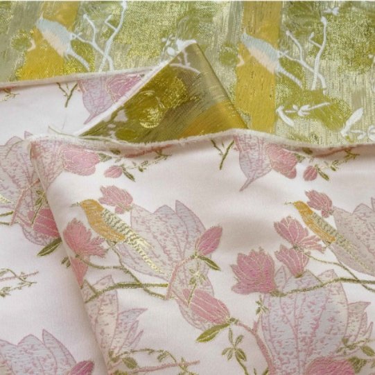 high quality polyester New Chinese flower and bird relief brocade yarn-dyed vest fabric for dress