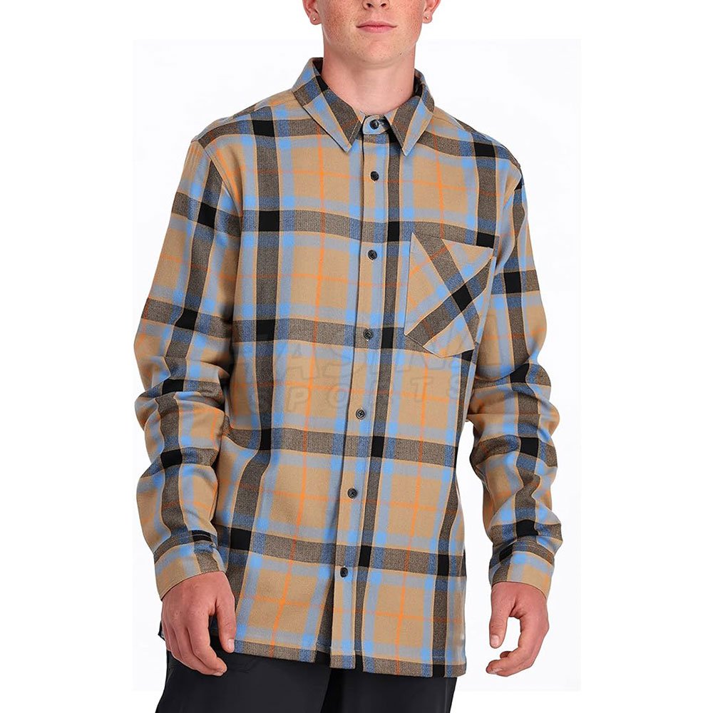 Casual Wear Men Premium Quality Flannel Shirts Custom Size Quick Dry O-Neck Collar Knitted Fabric with Print Pattern