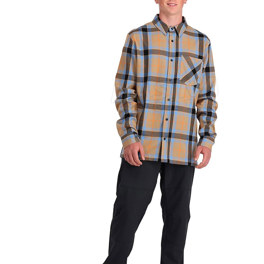 Casual Wear Men Premium Quality Flannel Shirts Custom Size Quick Dry O-Neck Collar Knitted Fabric with Print Pattern