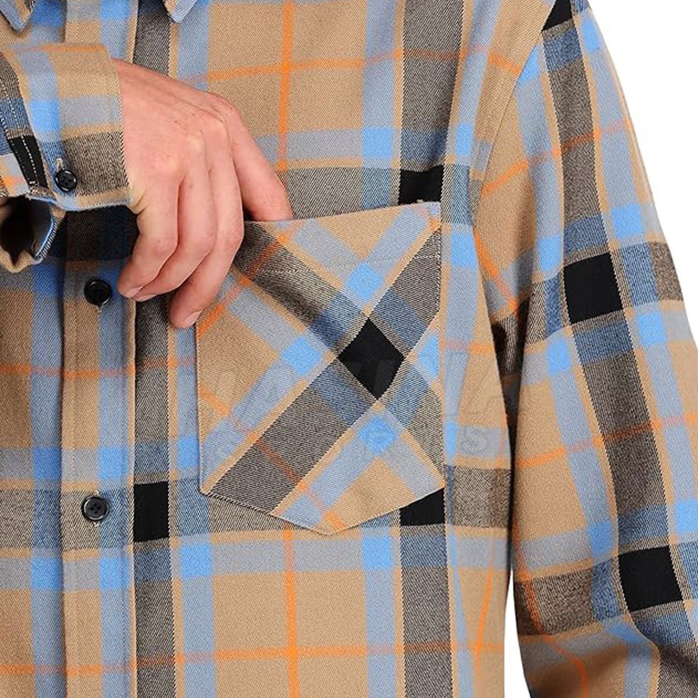 Casual Wear Men Premium Quality Flannel Shirts Custom Size Quick Dry O-Neck Collar Knitted Fabric with Print Pattern