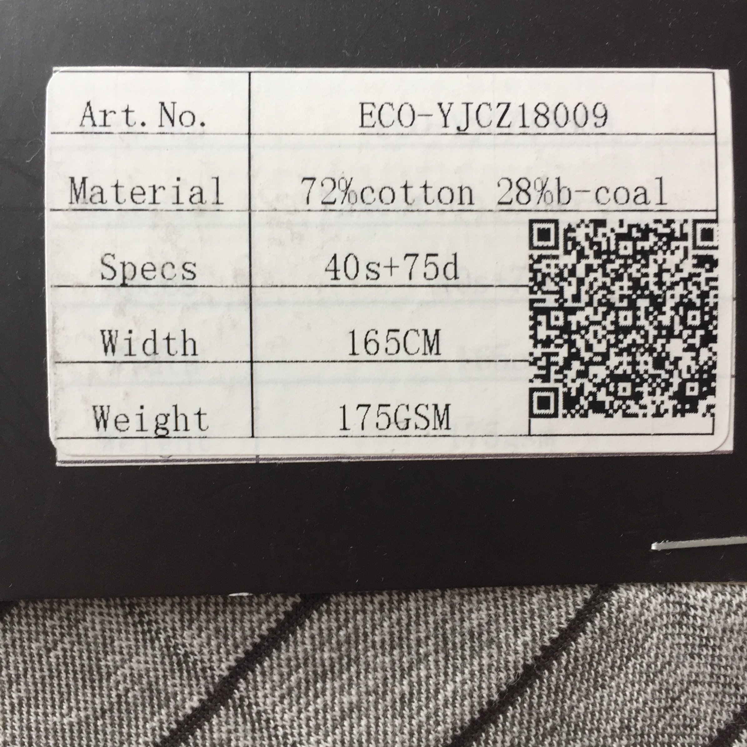 Anti-bacterial Fabric knitted fabric cotton/bamboo charcoal yard dyed checker