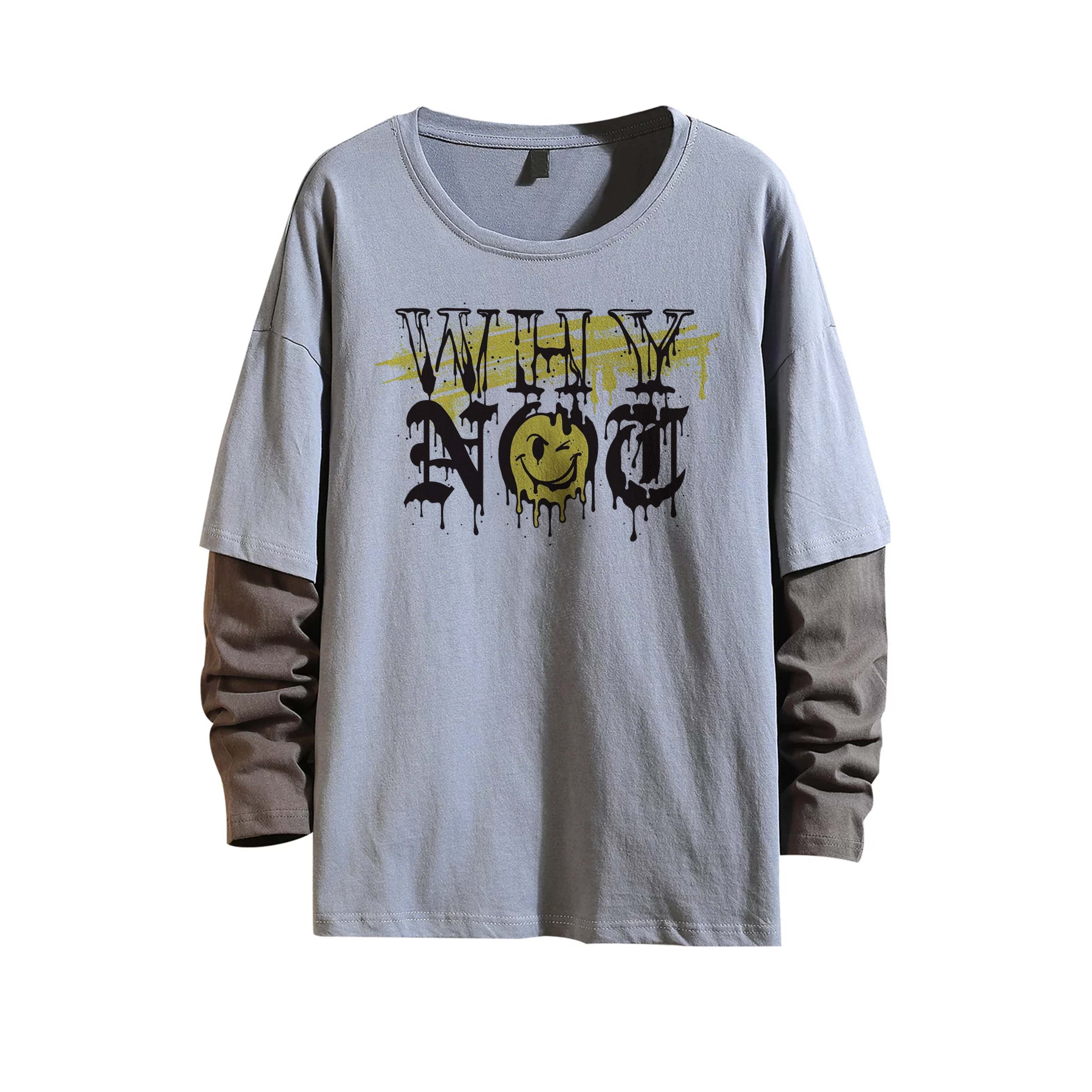 Custom Clothing 100% Cotton Oversized T-shirts Vintage Graphic Dtg Printing Double Layer Long Sleeve Men's T Shirt