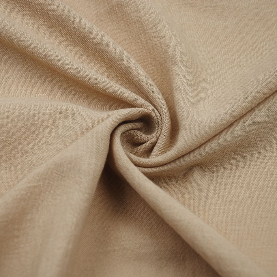 Low wholesale price soft solid slub pure color 100% polyester stone washed fake linen fabric