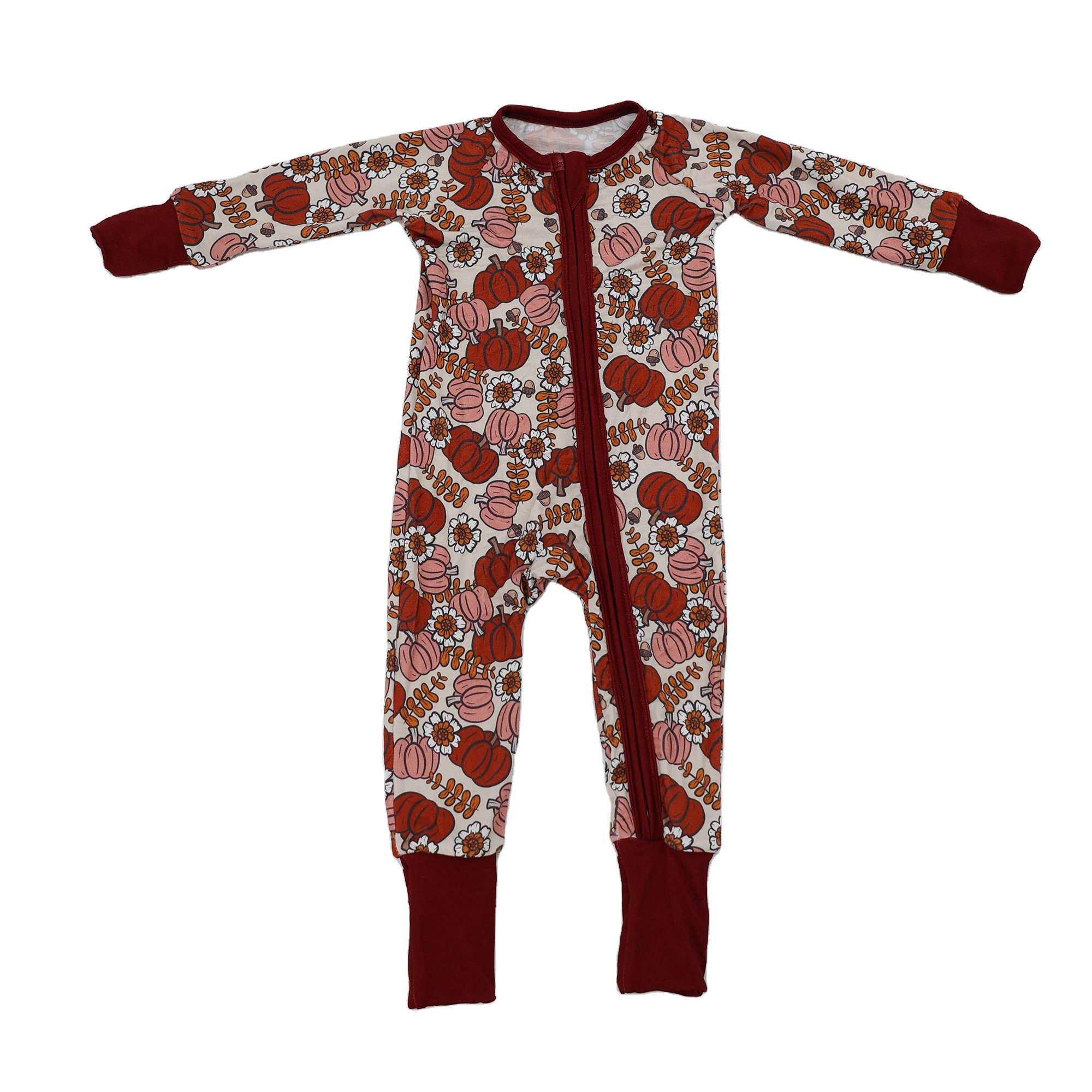 Qingli OEM Custom Print Baby Onesie Newborn Baby Girl Clothes Winter Bamboo Pajamas Soft Fabric