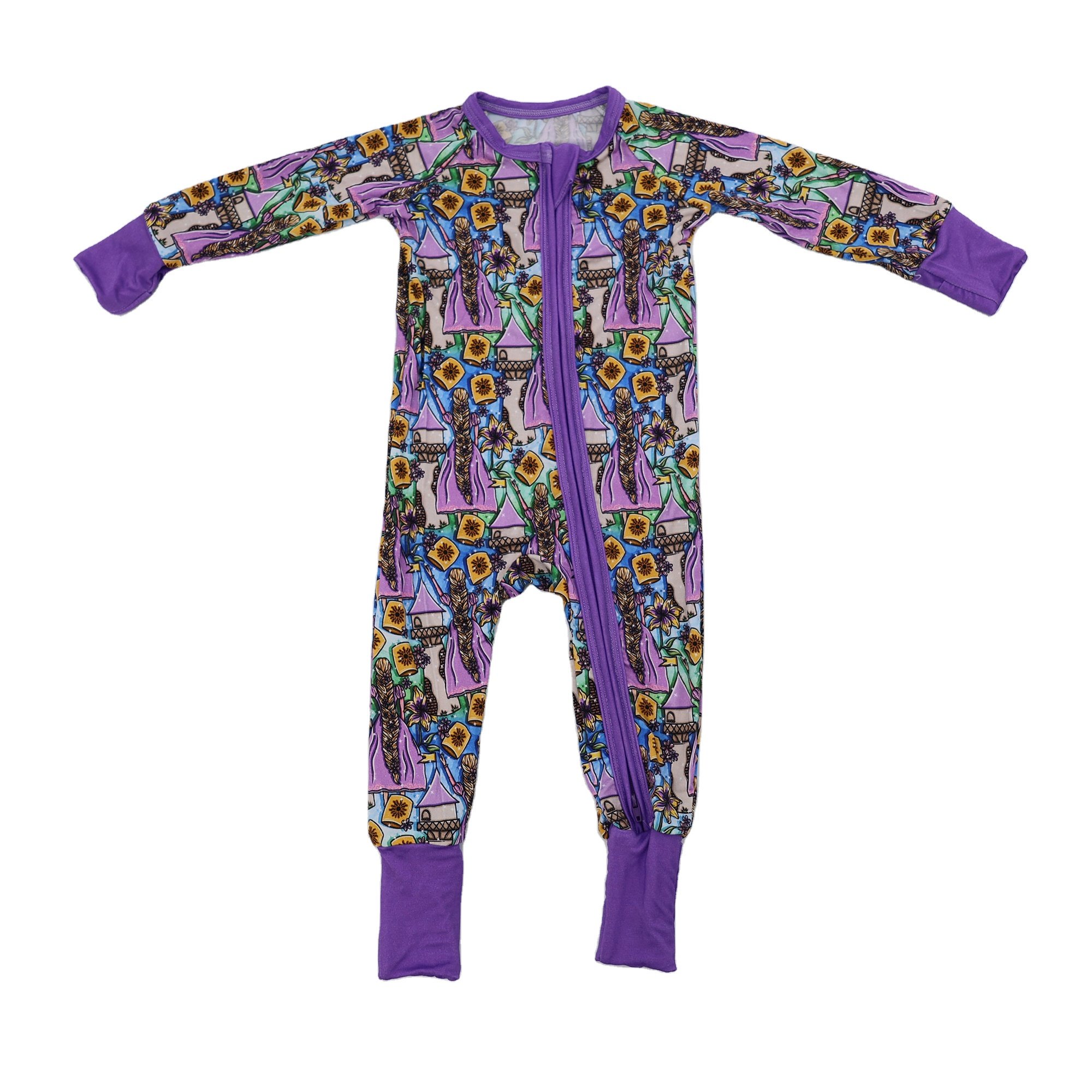 Qingli OEM Custom Print Baby Onesie Newborn Baby Girl Clothes Winter Bamboo Pajamas Soft Fabric