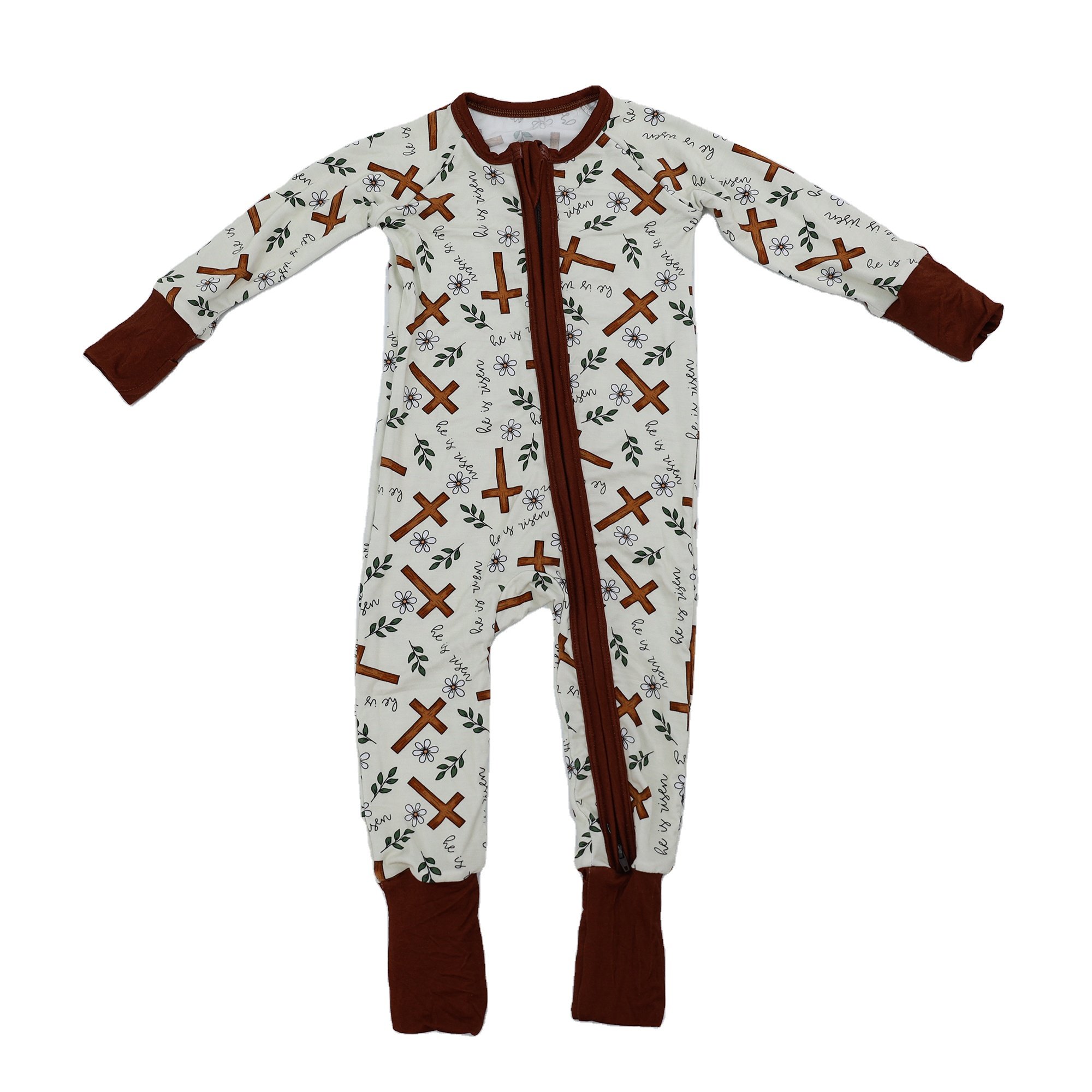 Qingli OEM Custom Print Baby Onesie Newborn Baby Girl Clothes Winter Bamboo Pajamas Soft Fabric