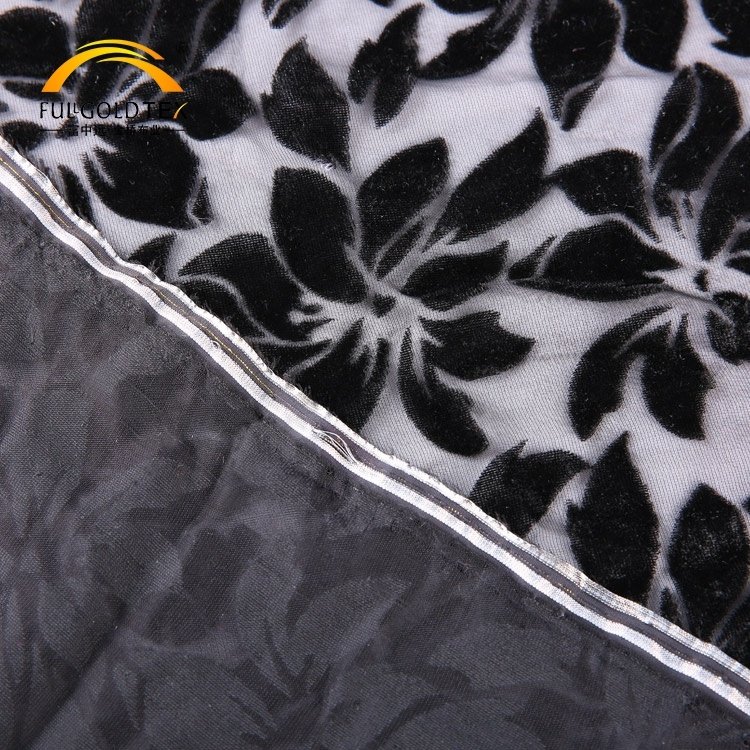 Manufacturer Wholesale Modern Polyester Knitted Black Wrinkle Resistant Flower Soft Velvet Burnout Fabric For Clothing Garment