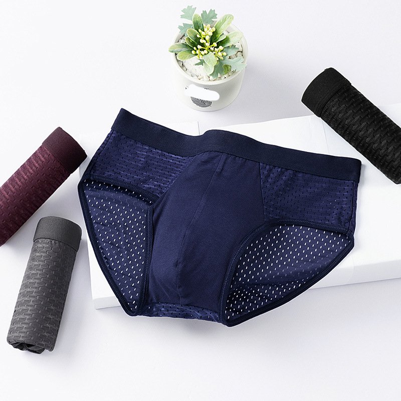 Men's Ice Silk Briefs Sexy Underwear Boxer Shorts Breathable Comfortable Elastic Undies Men Boxer Briefs