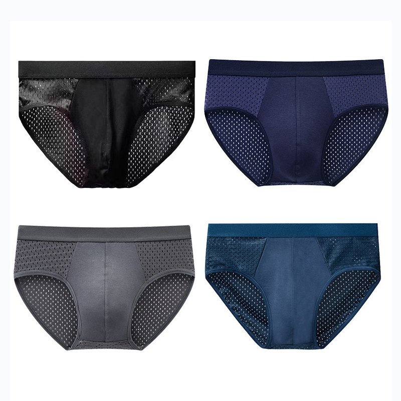 Men's Ice Silk Briefs Sexy Underwear Boxer Shorts Breathable Comfortable Elastic Undies Men Boxer Briefs