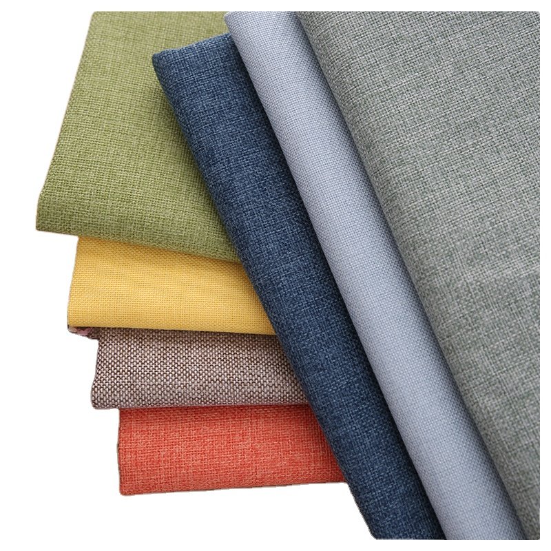 High Quality 100% Polyester Woven Fabric Soft Plain Weaved Linen for Sofa Upholstery Feature Design Pattern