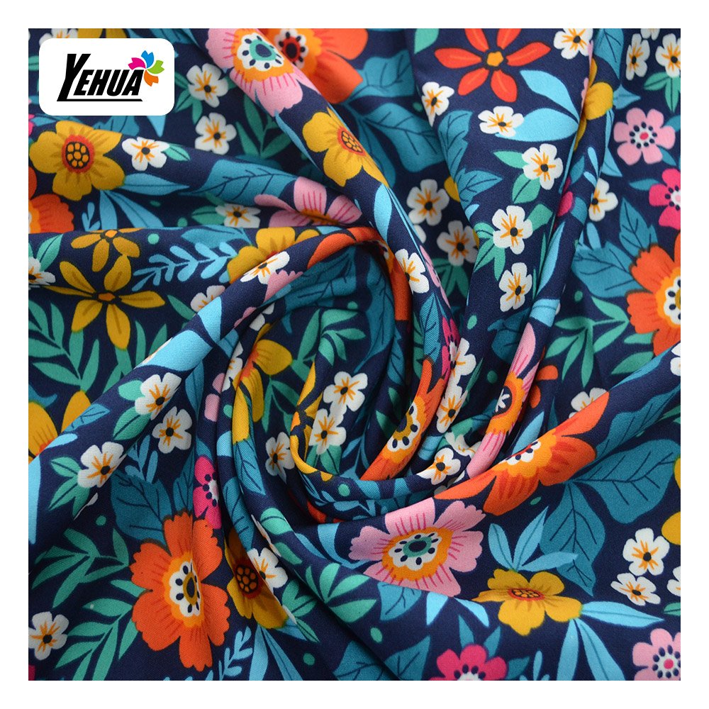 120 Gsm Flower Print 4 Way Stretch 95% polyester 5% Elastane fabric Printing fabric For Dress Woman