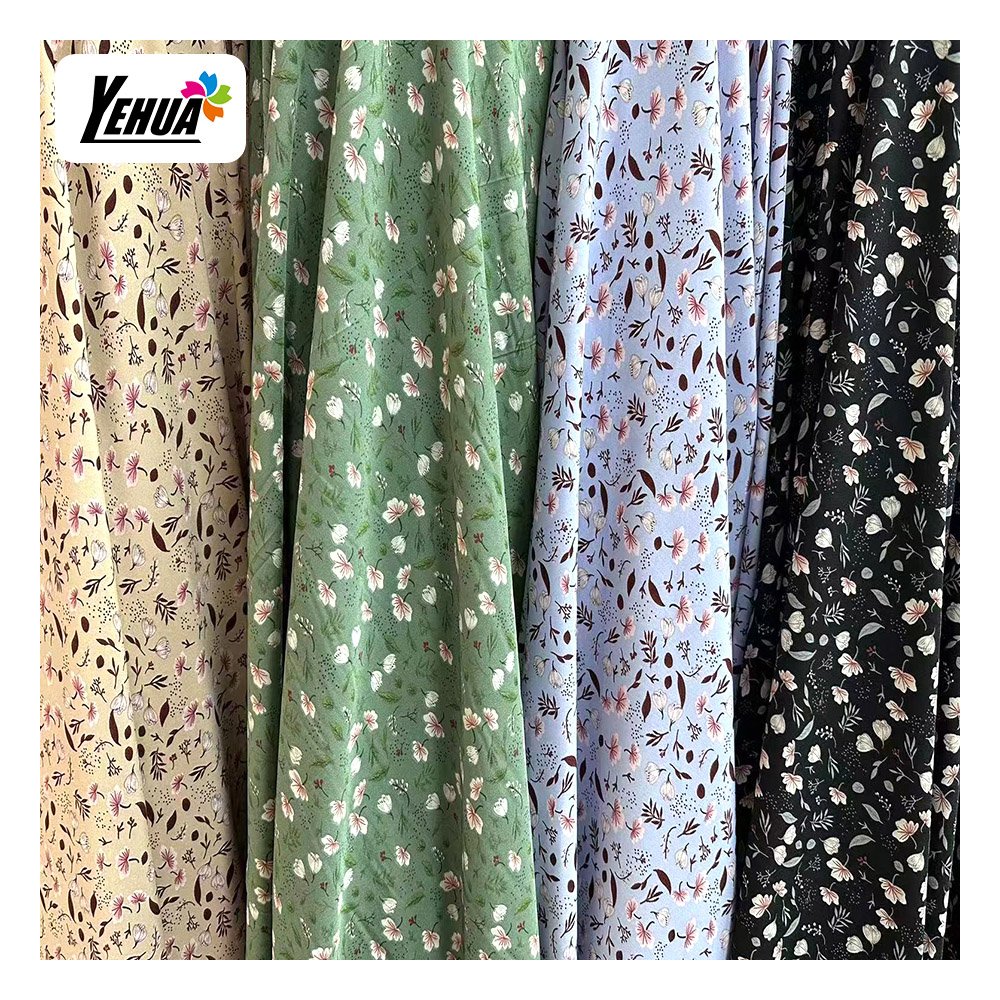 120 Gsm Flower Print 4 Way Stretch 95% polyester 5% Elastane fabric Printing fabric For Dress Woman