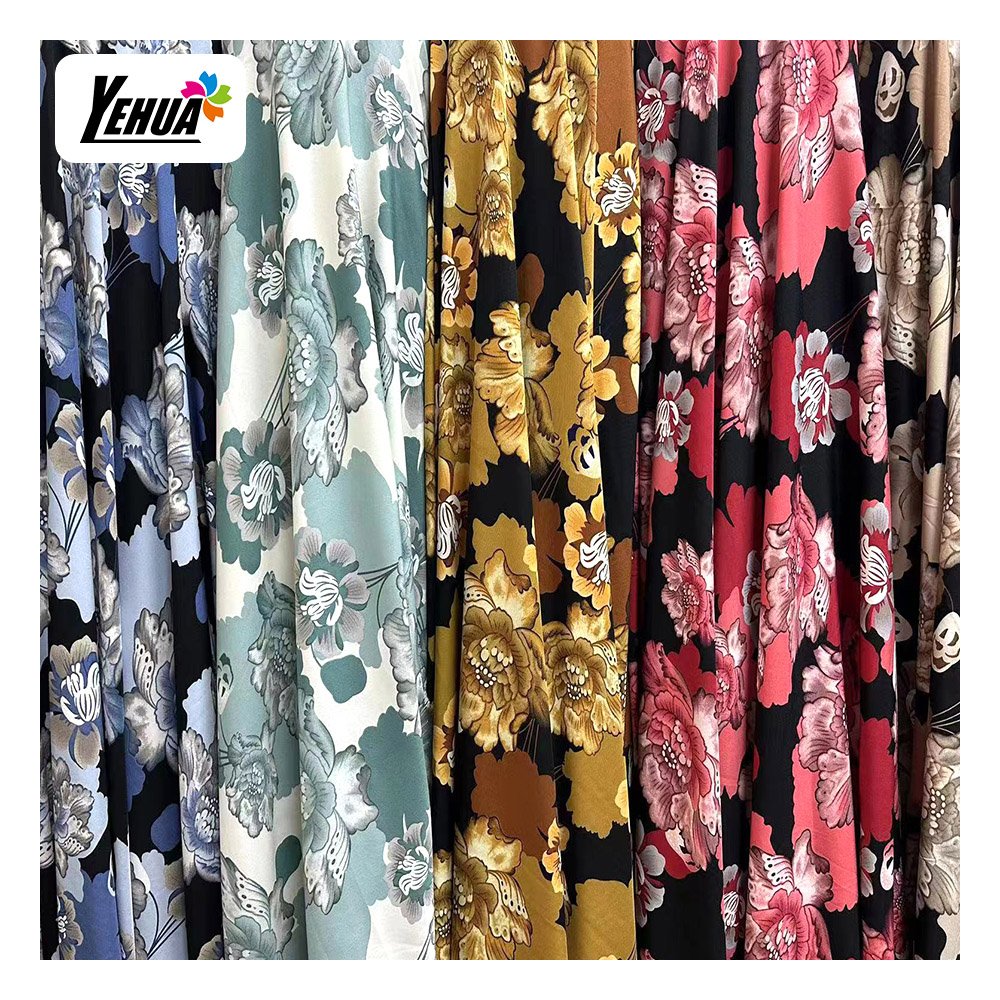 120 Gsm Flower Print 4 Way Stretch 95% polyester 5% Elastane fabric Printing fabric For Dress Woman