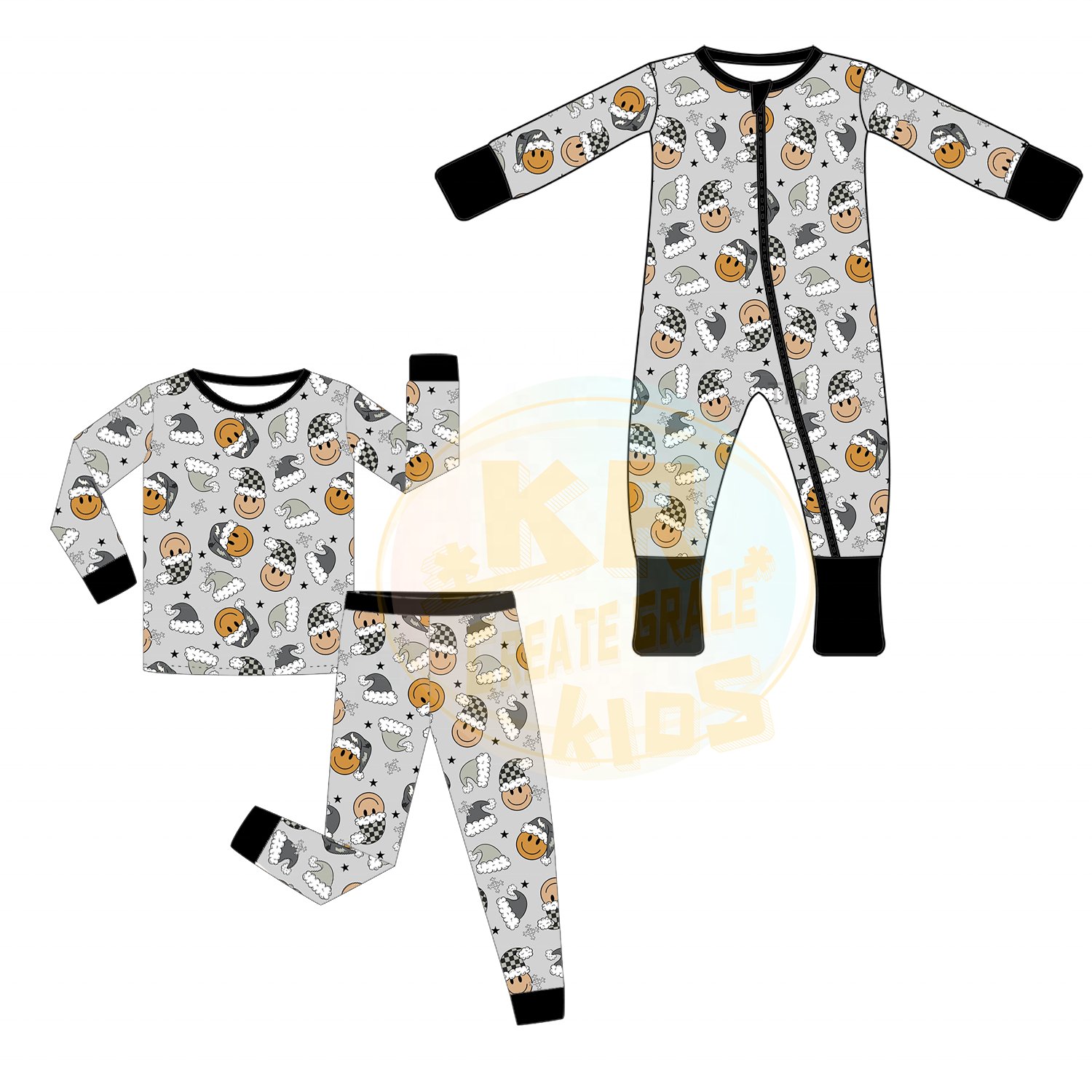 Wholesale Infant Toddler Christmas Clothes Long Sleeve Pajamas Zipper Sleep Jumpsuit Baby Onesie Rompers Print Bamboo Cotton